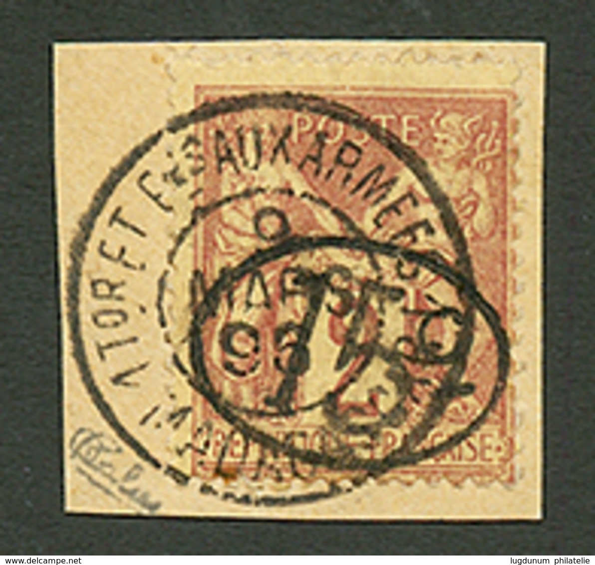 MADAGASCAR : 25c S/ 4c (n°26) Obl. Sur Fragment. Cote 2300€. Tirage 600. Signé BRUN & SCHELLER. Superbe. - Altri & Non Classificati