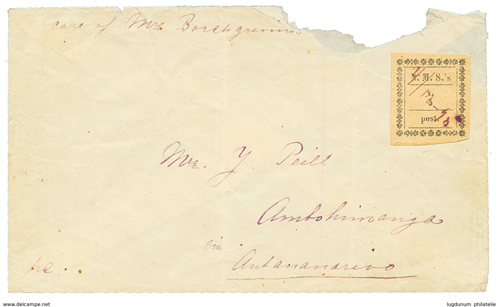 MADAGASCAR - MISSIONNAIRES NORVEGIENS 1894 5v Noir S/ Chamois TB Margé Obl. Plume "4/12/94 Sur Enveloppe (défaut En Haut - Autres & Non Classés