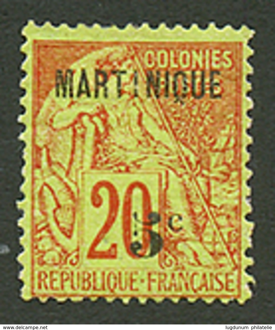 MARTINIQUE : 5c S/ 20c (n°1B) Neuf *. Léger Aminci Marge Supérieure. Timbre RARISSIME. Cote 18 000€. Certificat SCHELLER - Other & Unclassified