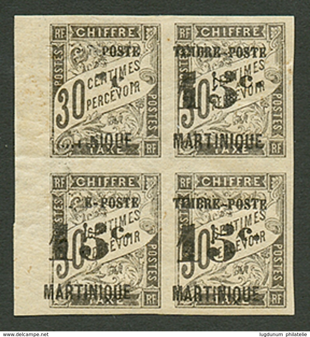 MARTINIQUE : 15c S/ 30c TAXE (n°22) Bloc De 4 Neuf * Ou **. Les 2 Timbres De Gauche Avec Variété Spectaculaire "TIMBR" M - Other & Unclassified