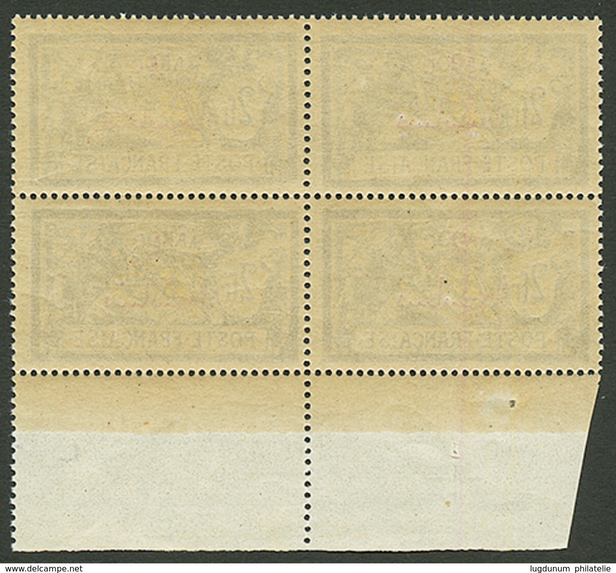 MAROC : 2 S/ 2F MERSON Variété Sans PROTECTORAT FRANCAIS (n°52b) Bloc De 4 Neuf **. Cote 520€++. Superbe. - Andere & Zonder Classificatie