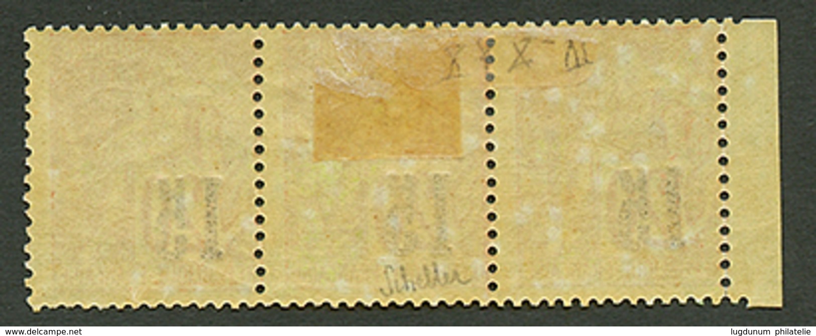 SENEGAL : Bande De 3 Bord De Feuille 15 S/ 20c (n°5) Type IV Et X Neuf * ( 1 Ex. **). Signé SCHELLER. RARE En Multiple.  - Other & Unclassified