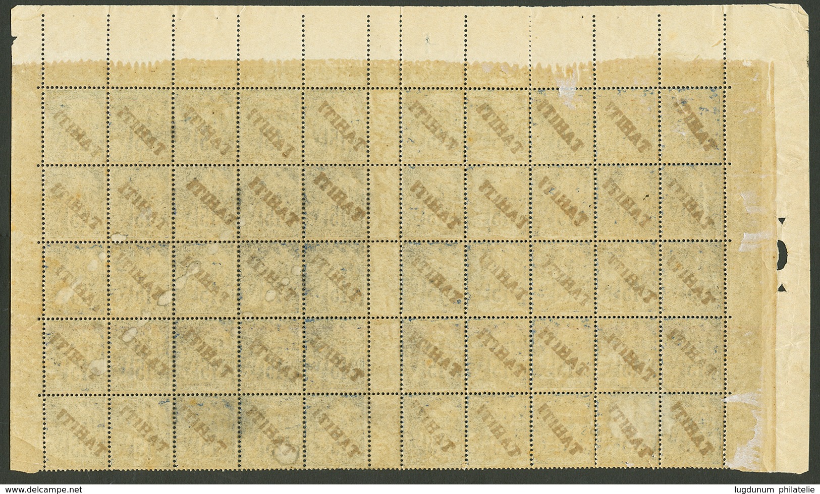 TAHITI : 15c (n°12) Demi Feuille De 50 Neuf ** (3 Ex. *) Avec 5 Paires INTER PANNEAU. Cote Des Timbres Détachés Avec Cha - Other & Unclassified