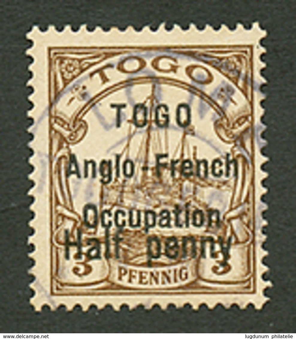 TOGO - ANGLO FRENCH OCCUPATION : Half Penny S/ 3pf (n°31) Surcharge A Espacement Large (3 Mm) Oblitéré. Cote 750€. Signé - Other & Unclassified