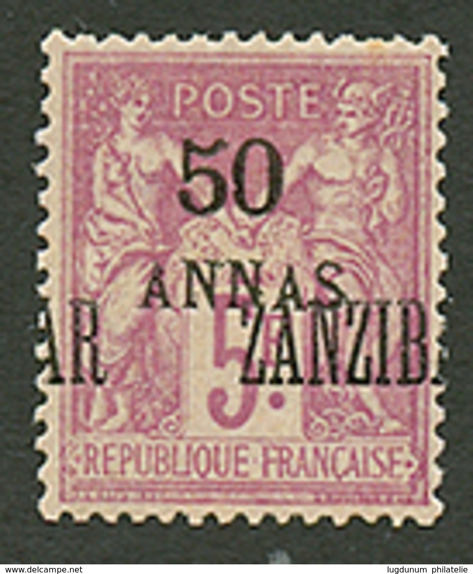 ZANZIBAR : 50a S/ 5F Avec Surcharge Fortement Déplacée Neuf **. Variété Rare Surtout Sans Charnière. Certificat SCHELLER - Sonstige & Ohne Zuordnung