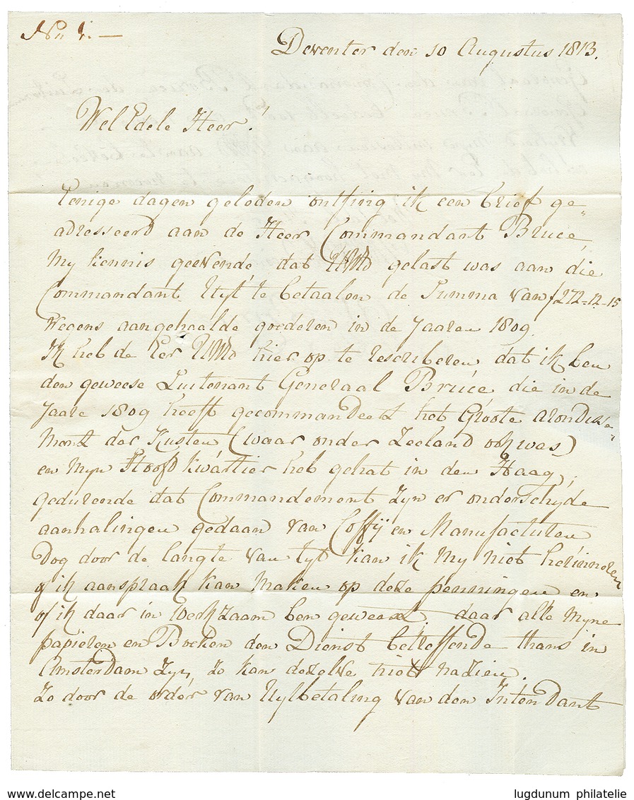 1813 P.120.P DEVENTER En Rouge Sur Lettre Avec Texte Pour ROTTERDAM. RARE. Superbe. - 1792-1815: Veroverde Departementen