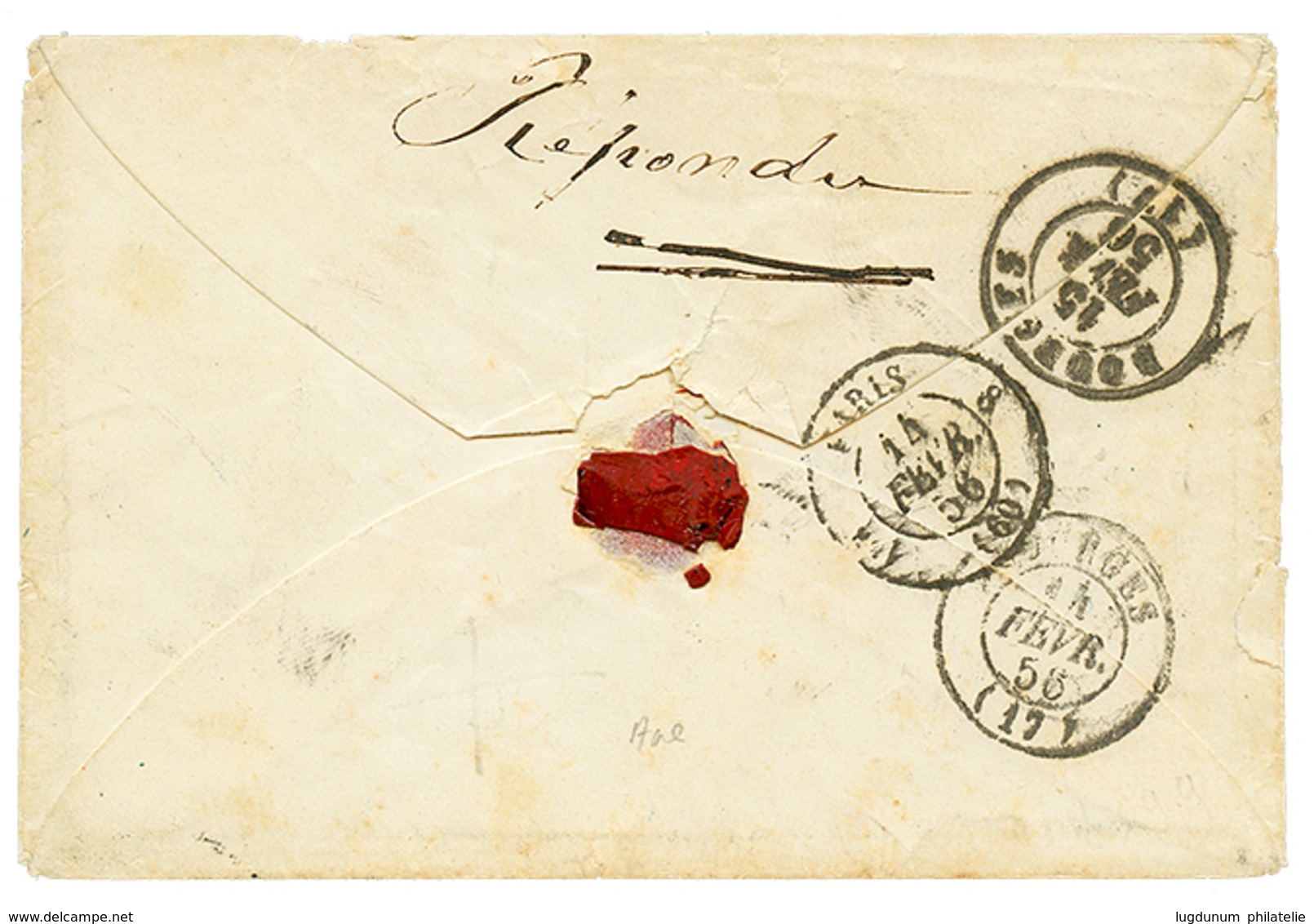 "BUREAU N - Double Port" : 1856 20c(n°14)x2 TB Margés Obl. AON + ARMEE D'ORIENT Bau N Sur Enveloppe Pour La FRANCE. RARE - Army Postmarks (before 1900)