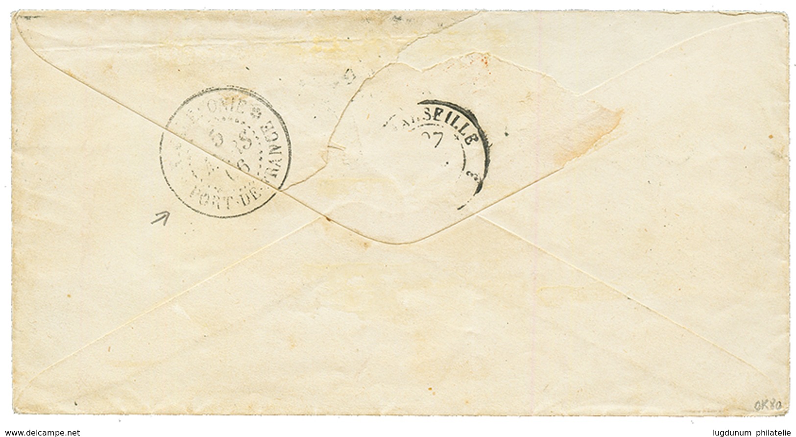 "Destination PORT DE FRANCE (NOUVELLE CALEDONIE)" : 1866 10c + 20c + 40c Sur Enveloppe De PARIS Pour PORT DE FRANCE. Ver - 1863-1870 Napoléon III. Laure