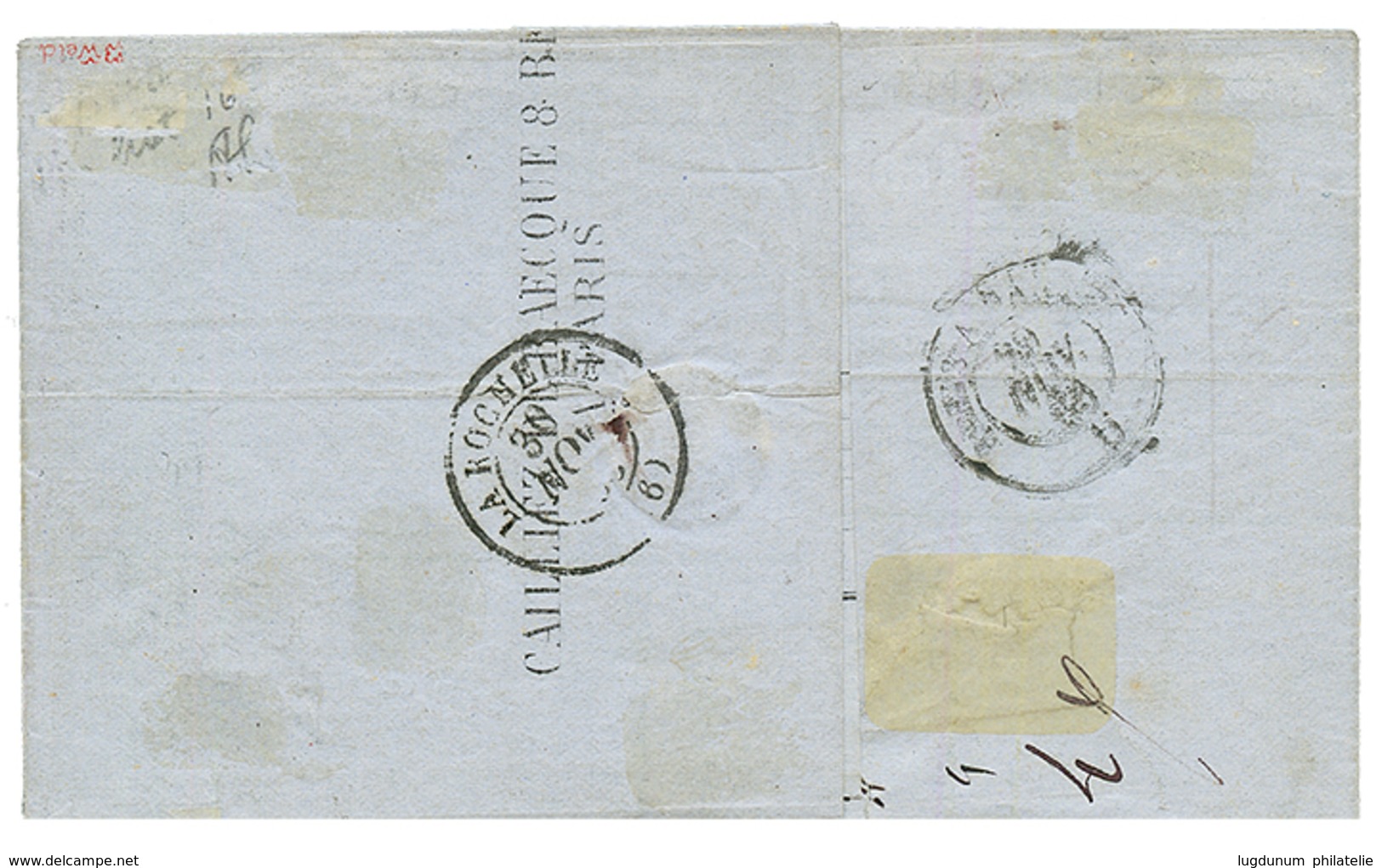 "TÊTE-BÊCHE" : 1866 Paire TÊTE-BÊCHE 20c (n°22b) Obl. Etoile + PARIS R. D'ENGHIEN Sur Lettre Pour LA ROCHELLE. Cote 3500 - 1863-1870 Napoléon III. Laure