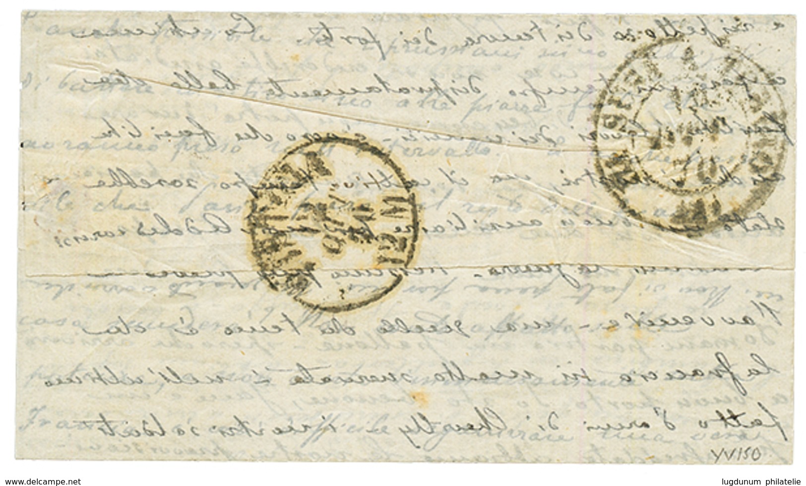 "Pli Confié GEORGES SAND Pour L' ITALIE" : 1870 20c (n°29)x2 Obl. Ambulant LILLE A PARIS 8 Oct 70 Sur Lettre PAR BALLON  - Krieg 1870