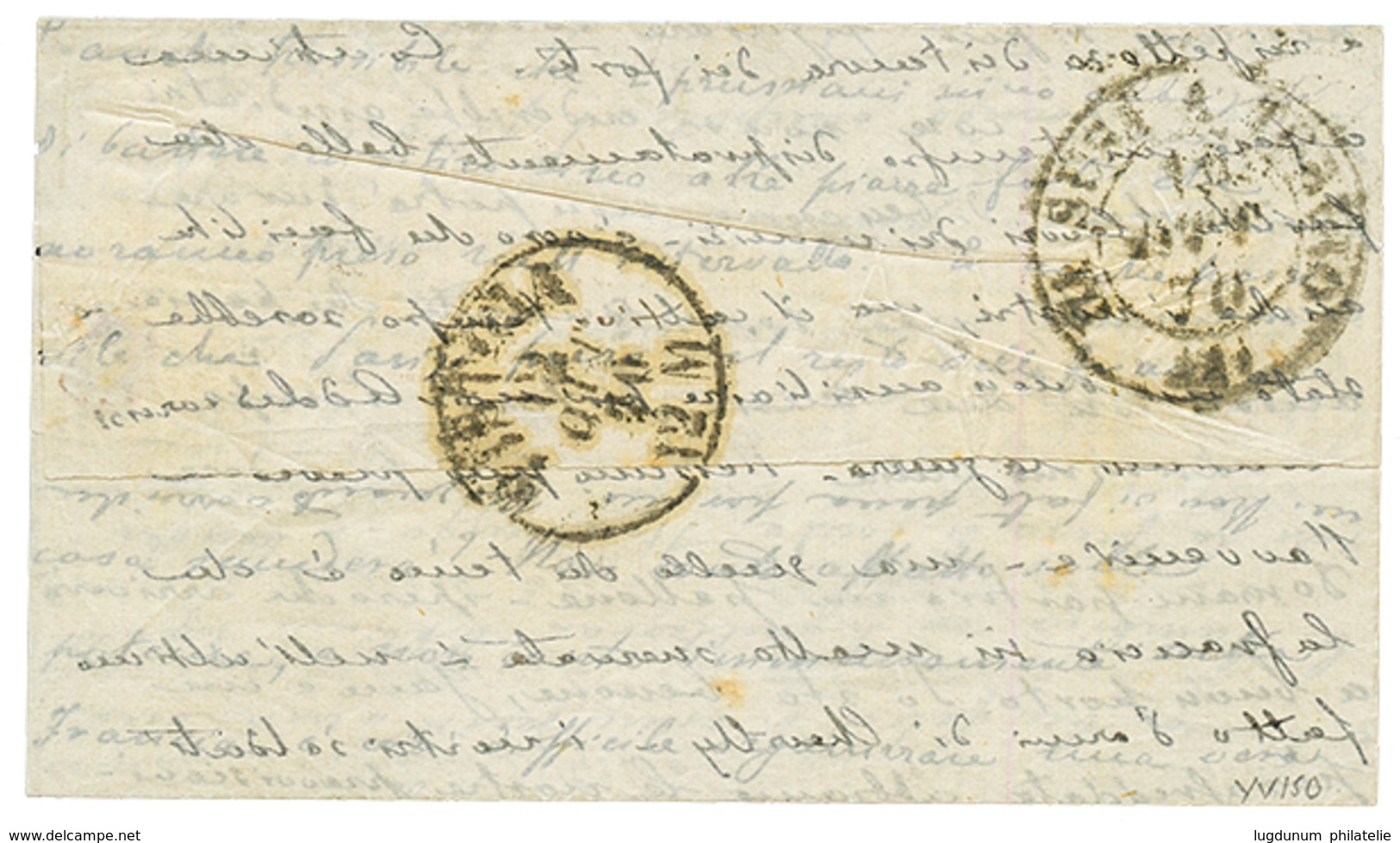 "Pli Confié GEORGES SAND Pour L' ITALIE" : 1870 20c (n°29)x2 Obl. Ambulant LILLE A PARIS 8 Oct 70 Sur Lettre PAR BALLON  - War 1870