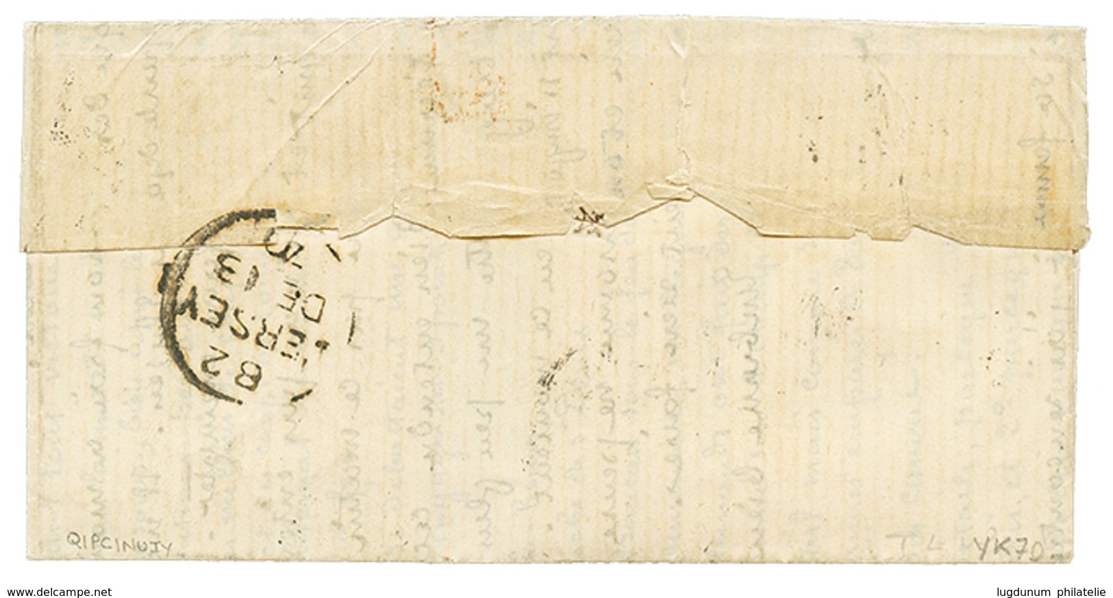 "BALLON-MONTE Pour JERSEY" : 1870 10c(n°36) + 20c (n°37) Obl. Etoile 3 + PARIS 1 Dec 70 Sur Lettre Avec Texte Pour JERSE - Krieg 1870
