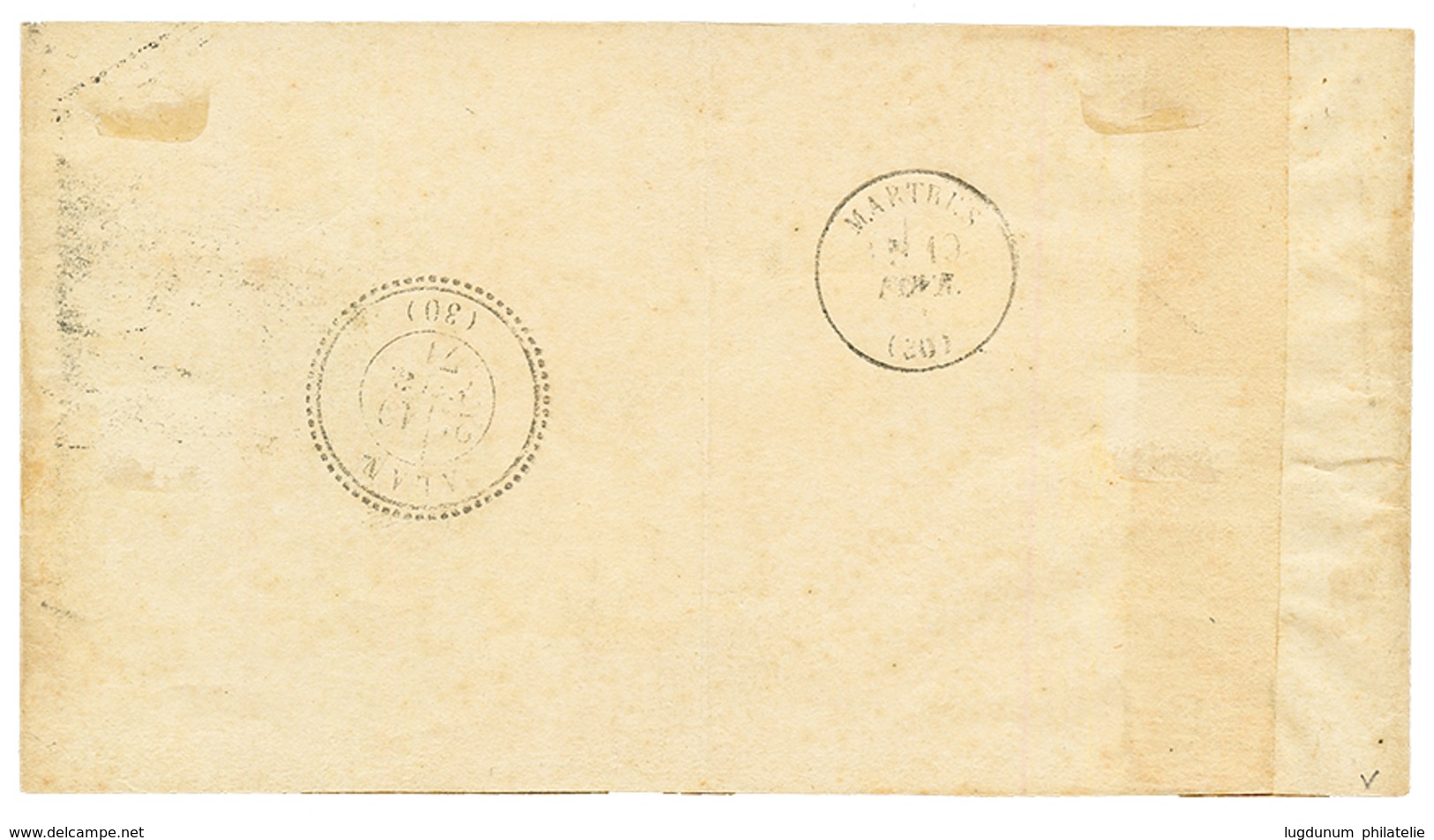 1871 1c BORDEAUX (n°39) + 2c BORDEAUX (n°40) Obl. T.17 TOULOUSE Sur Bande D' IMPRIME Pour MARIGNAC. Les Timbres Sont Sup - 1870 Bordeaux Printing