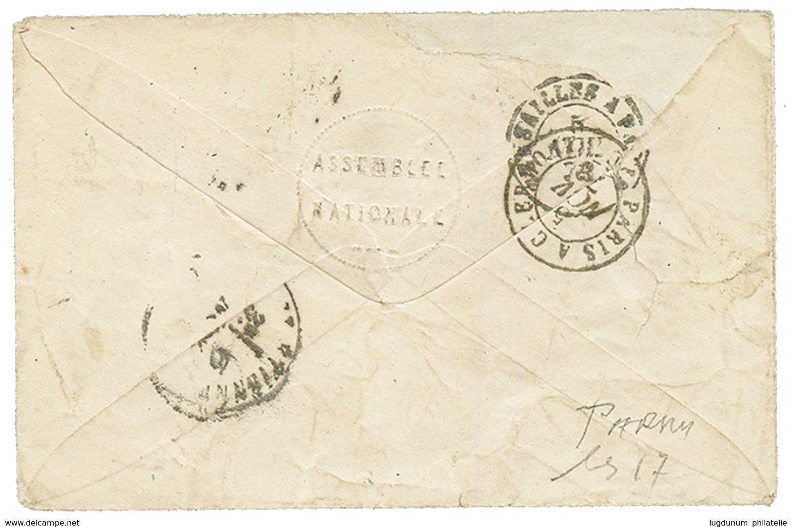 "ASSEMBLEE NATIONALE " : 1873 25c CERES (n°60) Obl. VERSAILLES ASSEMBLEE NATle Sur Enveloppe Pour ST ETIENNE. TTB. - 1871-1875 Cérès