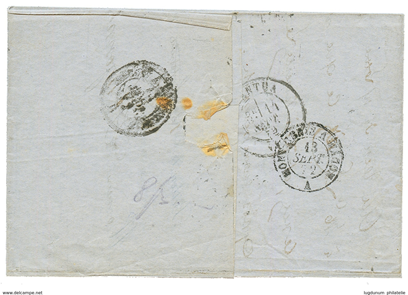 1872 25c CERES Variété Spectaculaire De DENTELURE DECALEE + 15c (n°59) Sur Lettre De BELLEY. RARE. TTB. - 1871-1875 Ceres