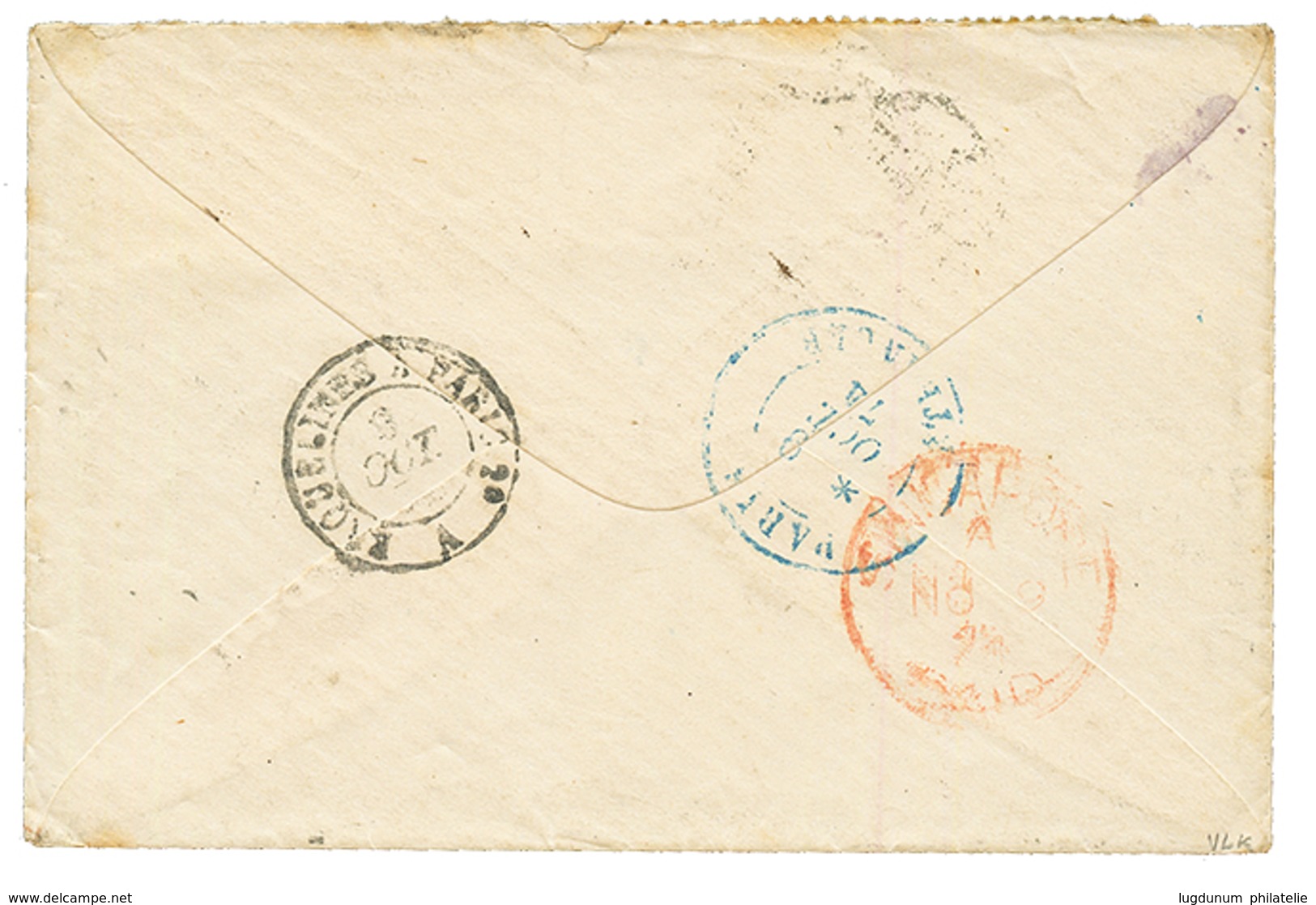 "Tarif PRE-U.P.U Pour Le SIAM" : 1874 2 Paires Du 25c CERES (n°60) Obl. Ambulant EP2 + GARE DE COMPIEGNE Sur Enveloppe P - 1871-1875 Ceres