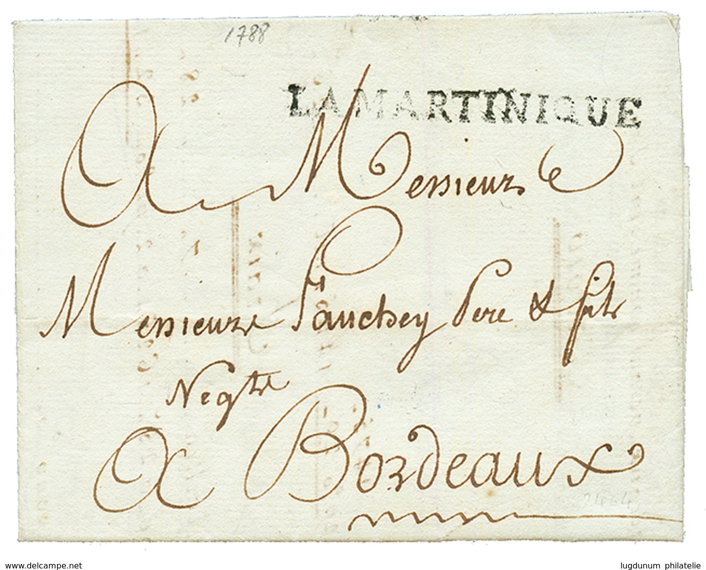 "PAQUEBOT Du ROI" : 1788 LA MARTINIQUE Sur Lettre Avec Texte De ST PIERRE MARTINIQUE. Verso, Taxe 20 Rouge. Superbe. - Schiffspost