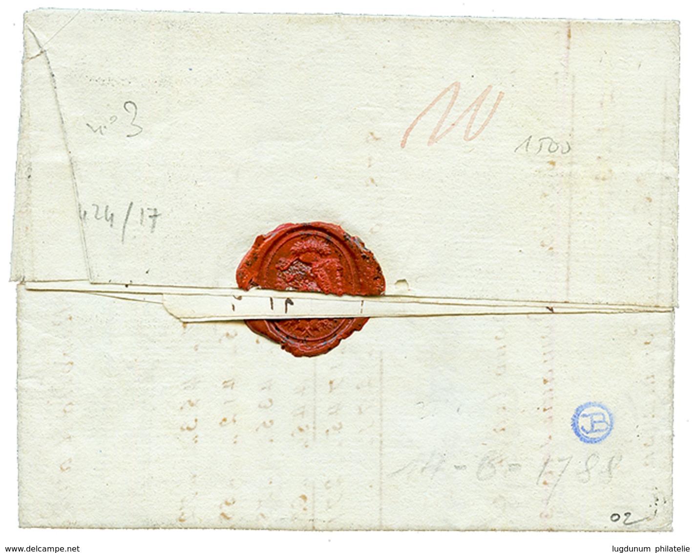 "PAQUEBOT Du ROI" : 1788 LA MARTINIQUE Sur Lettre Avec Texte De ST PIERRE MARTINIQUE. Verso, Taxe 20 Rouge. Superbe. - Schiffspost