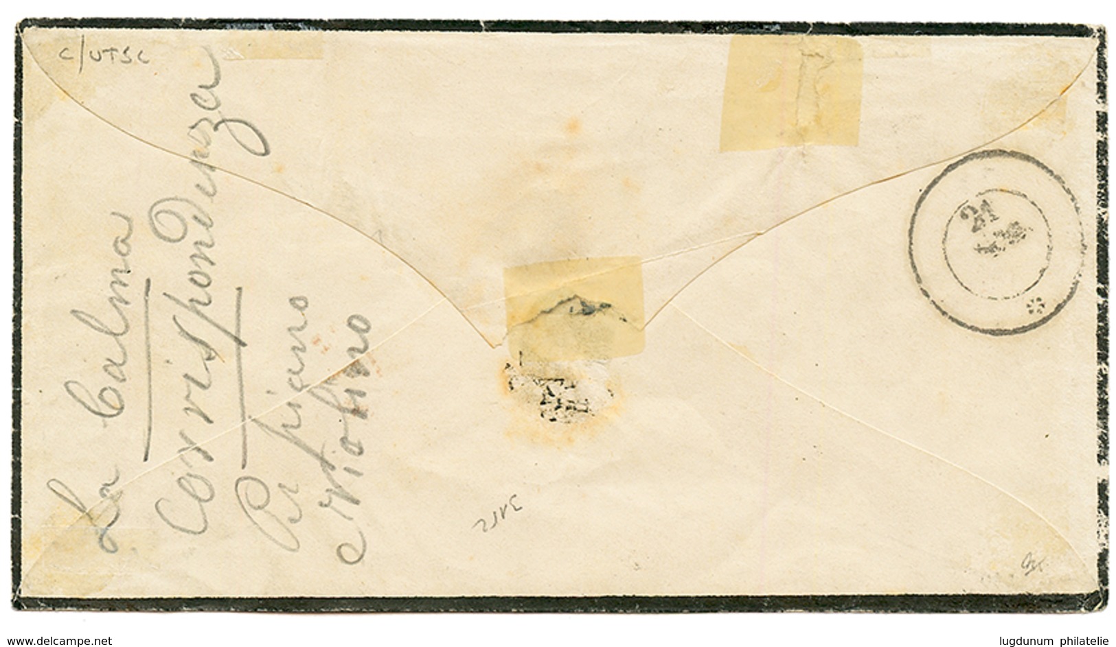 1867 40c + 80c Obl. Cachet PD Encadré + BUENOS-AYRES Sur Enveloppe Pour L' ITALIE. Signé CALVES + Certificat BOTTACCHI.  - Schiffspost