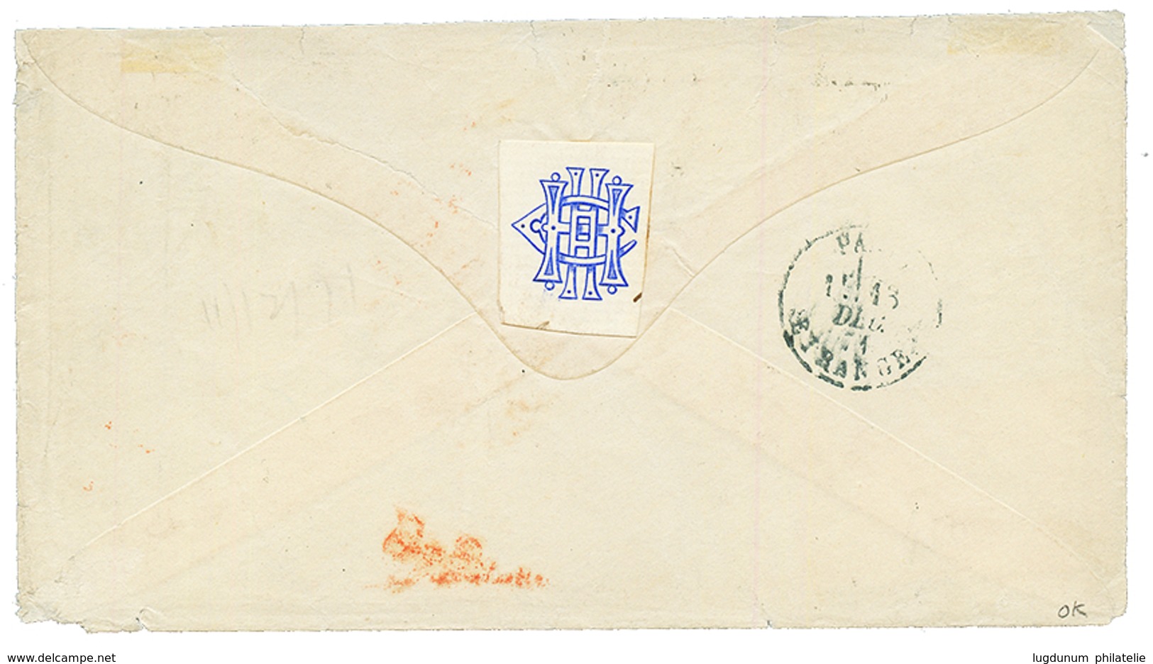 BEYROUTH : 1871 Superbe Paire Du 30c BORDEAUX (n°47) Obl. GC 5082 + BEYROUTH SYRIE Sur Enveloppe Pour PHILADELPHIA (USA) - Other & Unclassified