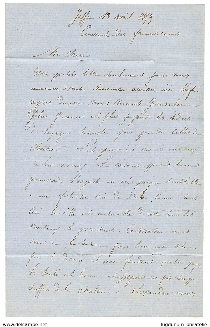 1859 JAFFA SYRIE + Taxe 6 Sur Lettre Avec Texte Pour GAND ( BELGIQUE ). Destination Rare. TB. - Other & Unclassified