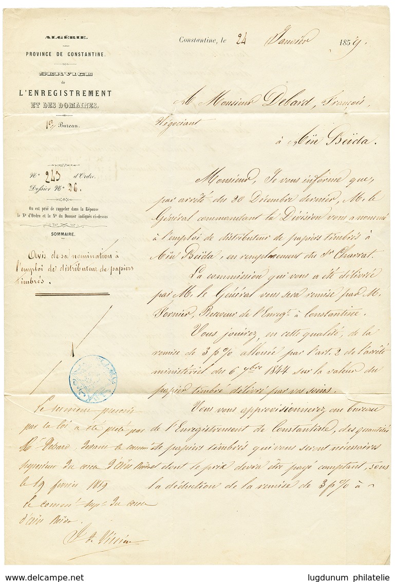 "Paire Du 10c TAXE LITHO. Utilisé En ALGERIE" : 1859 Paire Du 10c TAXE (n°1) , Un Timbre Petit Défaut Obl. CONSTANTINE A - Other & Unclassified