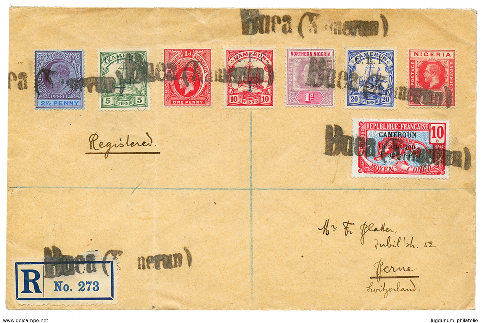 CAMEROUN : 1918 Cachet Provisoire Linéaire BUEA (KAMERUN) Sur Affrt Composé Pour La SUISSE. TTB. - Other & Unclassified