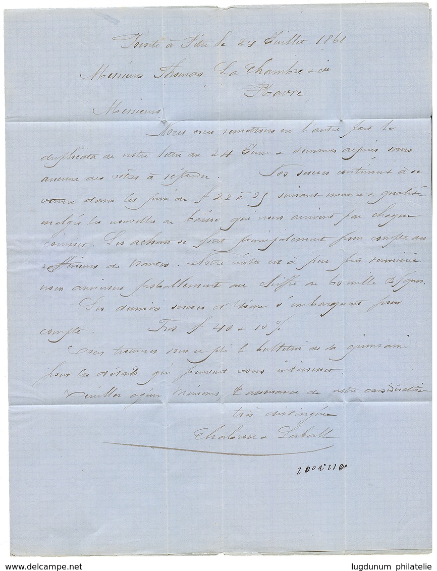 1868 AIGLE Paire 5c + Paire 10c + Paire 20c Obl. Losange De Pts + GUADELOUPE POINTE-A-PITRE Sur Lettre Pour La FRANCE. C - Sonstige & Ohne Zuordnung