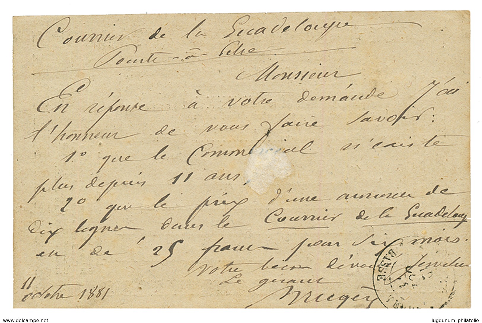 GUADELOUPE : 1881 CG 5c CERES + 10c SAGE Obl. G.P.E Sur CARTE PRECURSEUR Pour L' ANGLETERRE. TTB. - Other & Unclassified