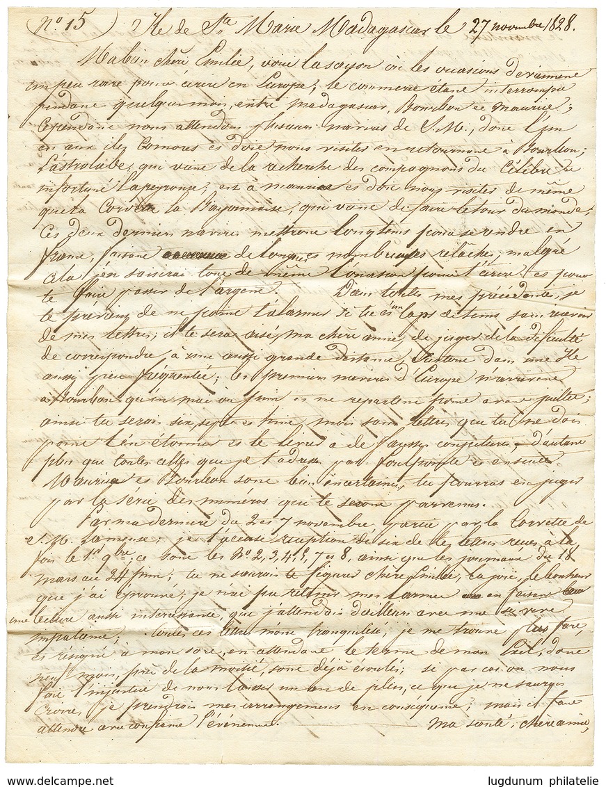 1828 PAYS D' OUTREMER PAR BORDEAUX Sur Lettre Avec Texte Daté "SAINTE MARIE DE MADAGASCAR" Pour La FRANCE. PRECURSEUR Tr - Sonstige & Ohne Zuordnung