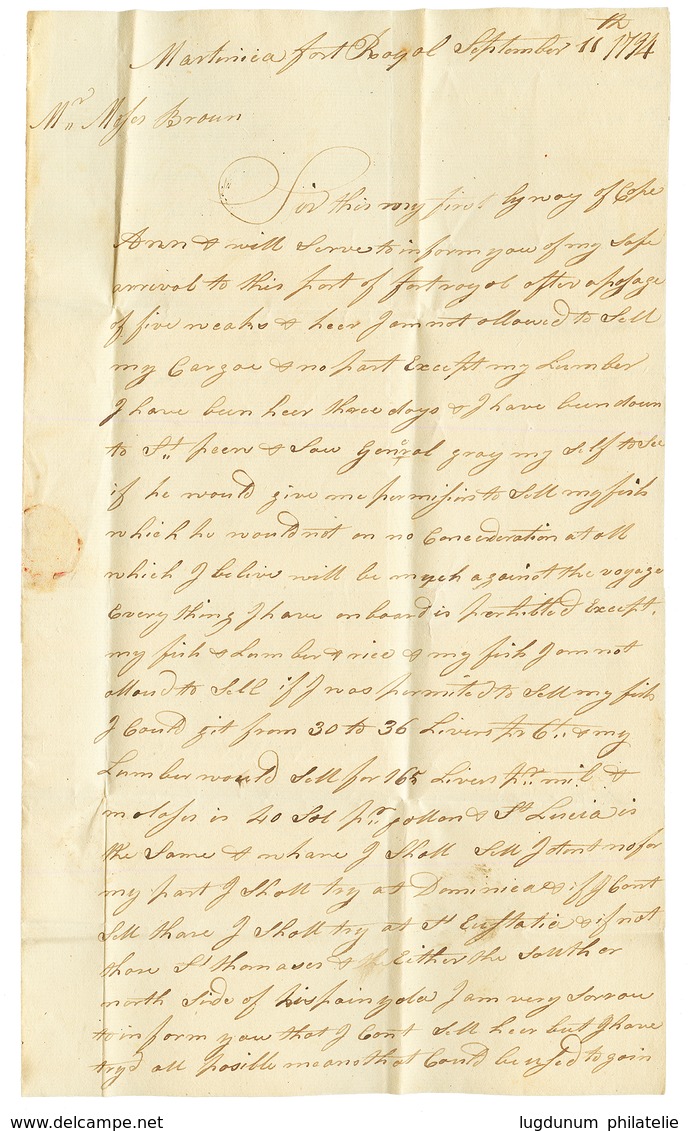 Seconde OCCUPATION ANGLAISE (Mars 1794 - 1802): 1794 "Sh 12" + "Via CAPE /Capt STACEY" Sur Lettre Avec Texte Daté "MARTI - Autres & Non Classés