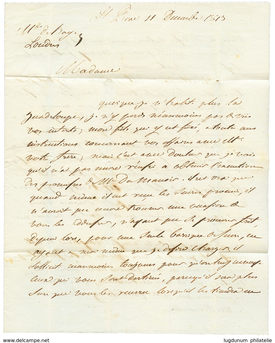 MARTINIQUE - BRITISH PACKET AGENT : 1813 Cachet Rare MARTINIQUE Encadré Apposé Par L' Agent Postal ANGLAIS Sur Lettre De - Other & Unclassified