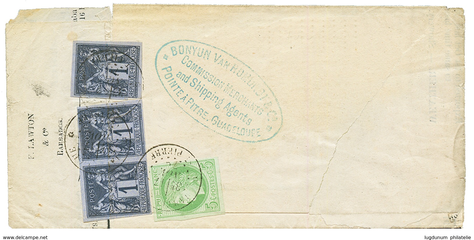 MARTINIQUE - IMPRIME à 8c Pour NEWFOUNDLAND : 1879 CG 5c CERES + 1c SAGE (x3) Obl. MARTINIQUE ST PIERRE Sur IMPRIME Daté - Sonstige & Ohne Zuordnung