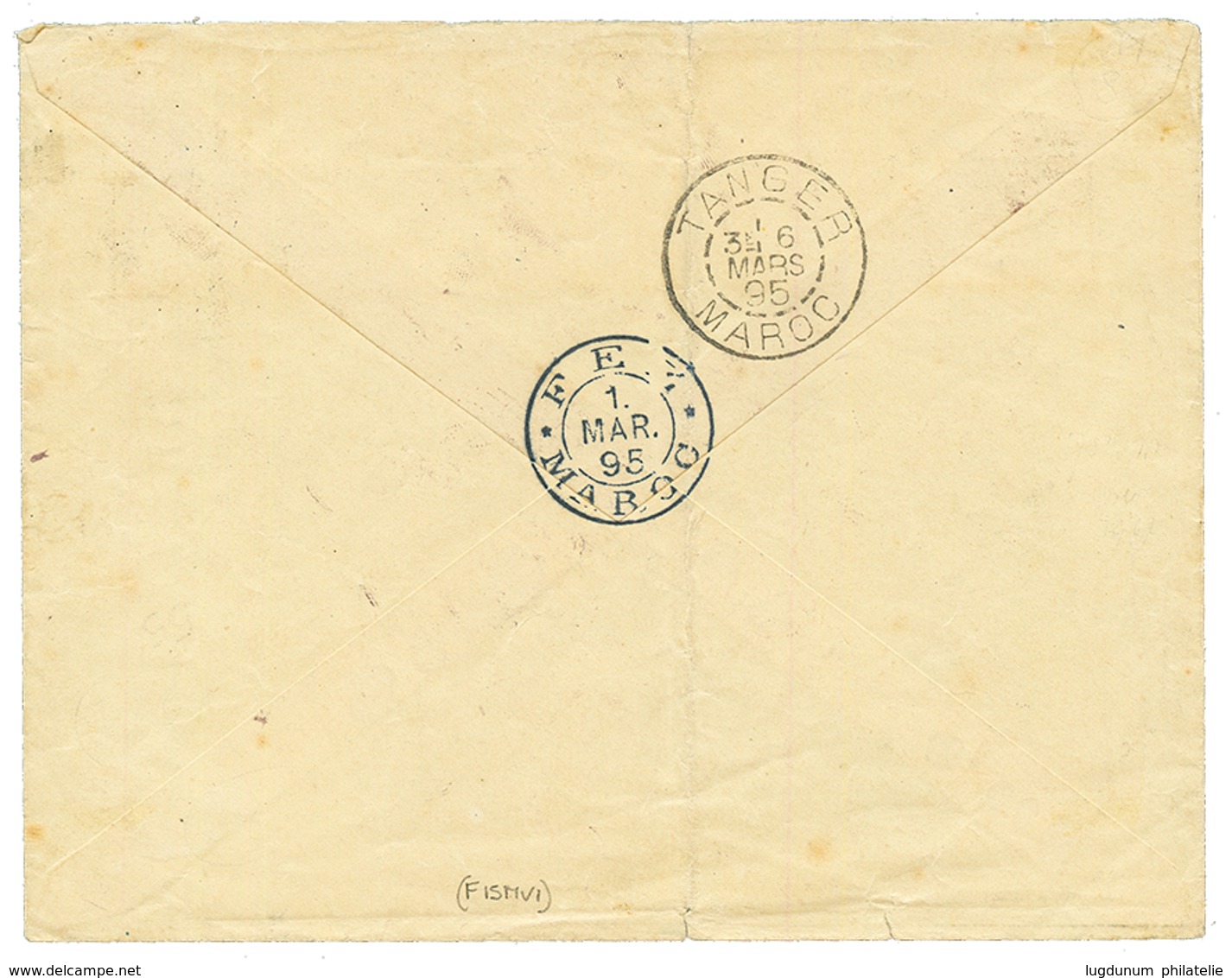 1895 10 S/ 10c Obl. FEZ MAROC + POSTE LOCALE 5c+ 10c+ 25c+ 50c+ 1P Obl. SEFRO MAROC Sur Enveloppe Pour TANGER. Affrt MIX - Sonstige & Ohne Zuordnung