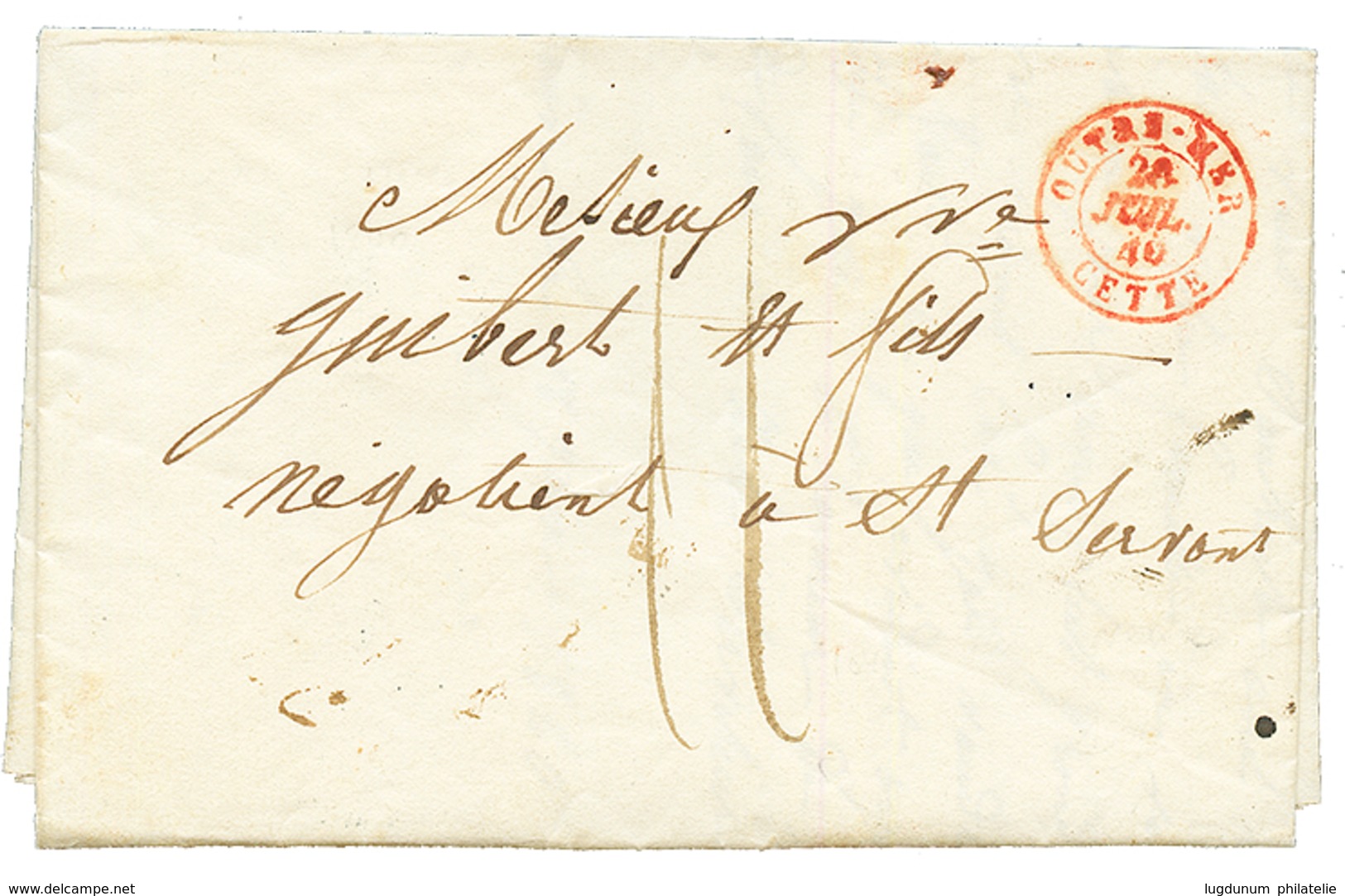 1840 OUTRE-MER CETTE + Taxe 11 Sur Lettre De ST PIERRE TERRE NEUVE Pour ST SERVAN. TTB. - Sonstige & Ohne Zuordnung