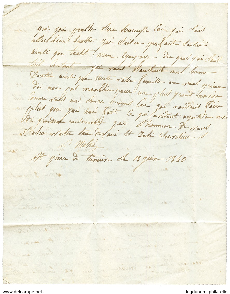 1840 OUTRE-MER CETTE + Taxe 11 Sur Lettre De ST PIERRE TERRE NEUVE Pour ST SERVAN. TTB. - Sonstige & Ohne Zuordnung