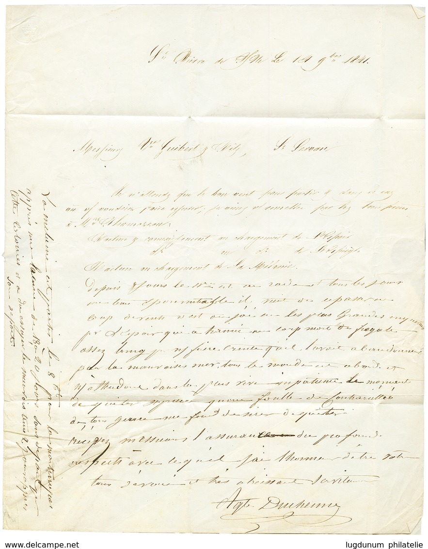 1841 OUTRE-MER ST MALO + Taxe 9 Biffée + Taxe 7 Sur Lettre De ST PIERRE T.N. Pour ST SERVAN. TB. - Sonstige & Ohne Zuordnung