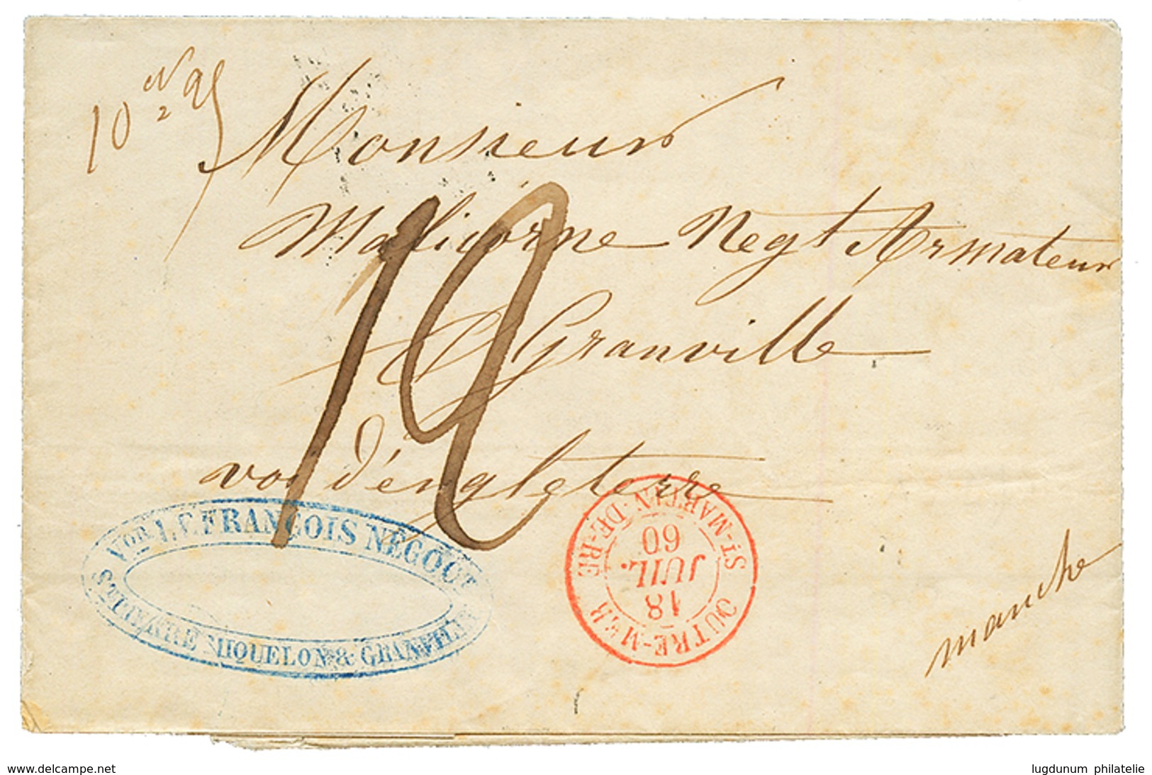 1860 OUTRE-MER ST MARTIN DE RE + Taxe 12 Sur Lettre (ss Texte) De ST PIERRE ET MIQUELON Pour GRANVILLE. TTB. - Sonstige & Ohne Zuordnung