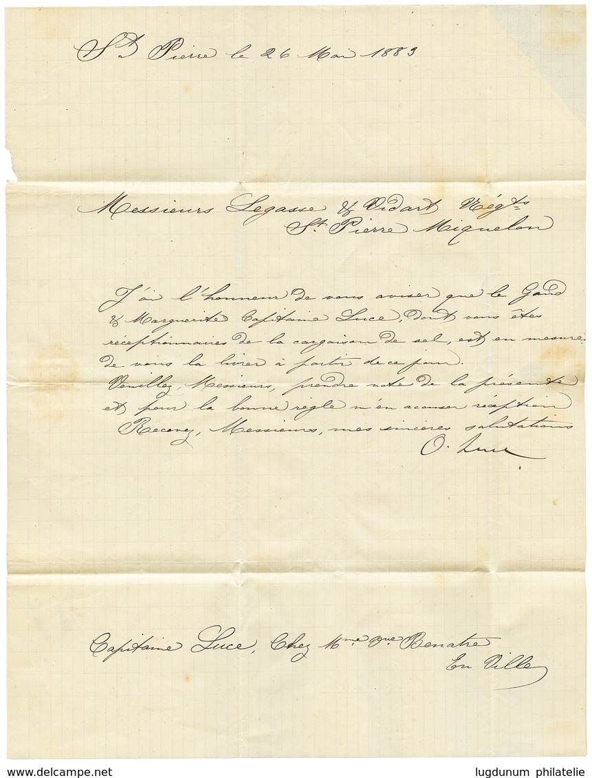 1885 CG 5c Alphée Dubois Obl. ST PIERRE ET MIQUELON Sur Lettre Locale Avec Texte. TTB. - Other & Unclassified