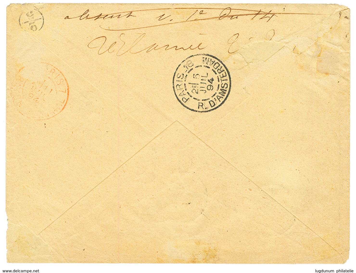 TAHITI : 1894 Paire 25c Sur Enveloppe RECOMMANDEE De PAPEETE Pour PARIS. TTB. - Sonstige & Ohne Zuordnung