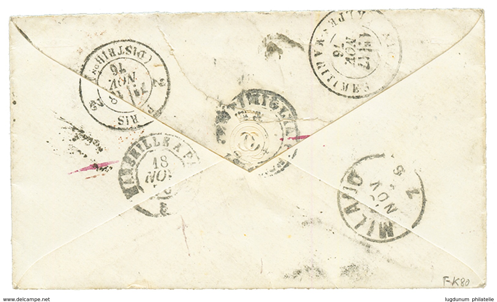 1876 AUSTRIAN LEVANT 10 SOLDI Canc. CONSTANTINOPEL On Envelope To MILANO Redirected With ITALY 30c To NIZZA & PARIS. Rar - Eastern Austria