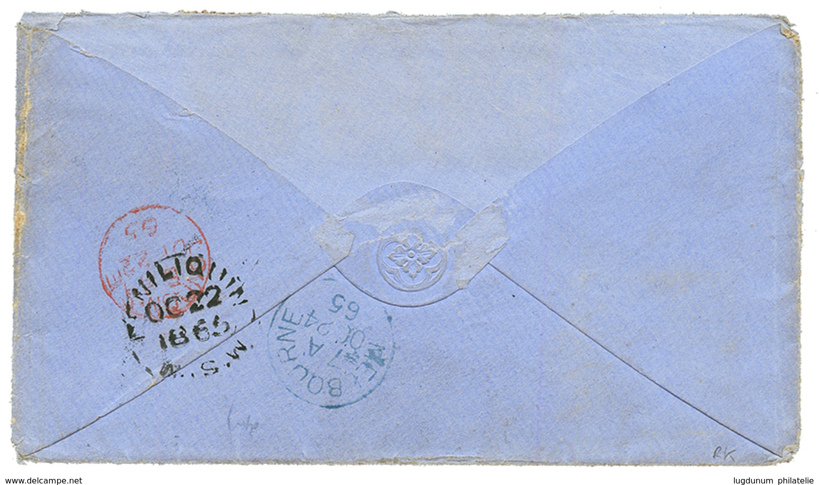 "NEW SOUTH WALES / VICTORIA Combination" : 1865 VICTORIA 4d Strip Of 3 + NEW SOUTH WALES 1 SHILLING Canc. 265 On Envelop - Sonstige & Ohne Zuordnung