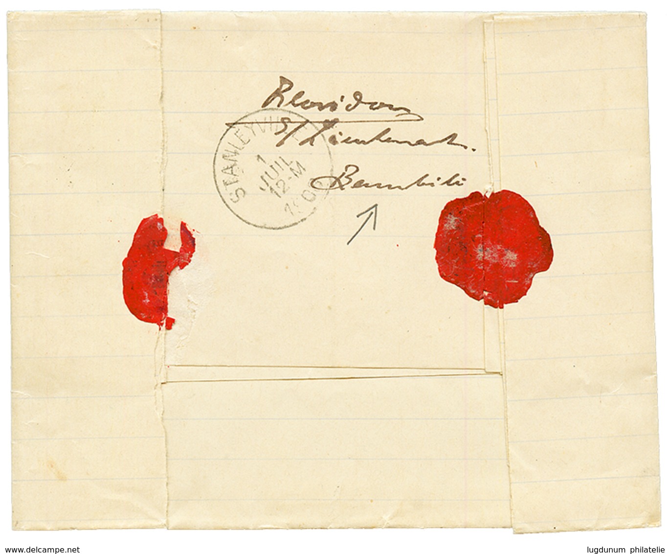 BELGIAN CONGO : 1908 5c + 10c Canc. LISALA On On Cover Datelined "BAMBIBI" To PONTIERVILLE. Vvf. - Other & Unclassified