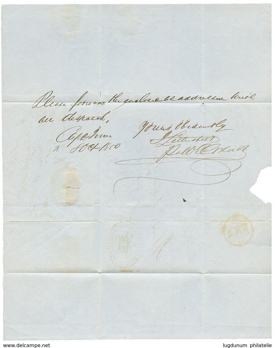 CAPE OF GOOD HOPE : 1850 Superb Crown GENERAL POST OFFICE CAPETOWN On Entire Letter To LONDON. Rare In This Quality. - Kap Der Guten Hoffnung (1853-1904)