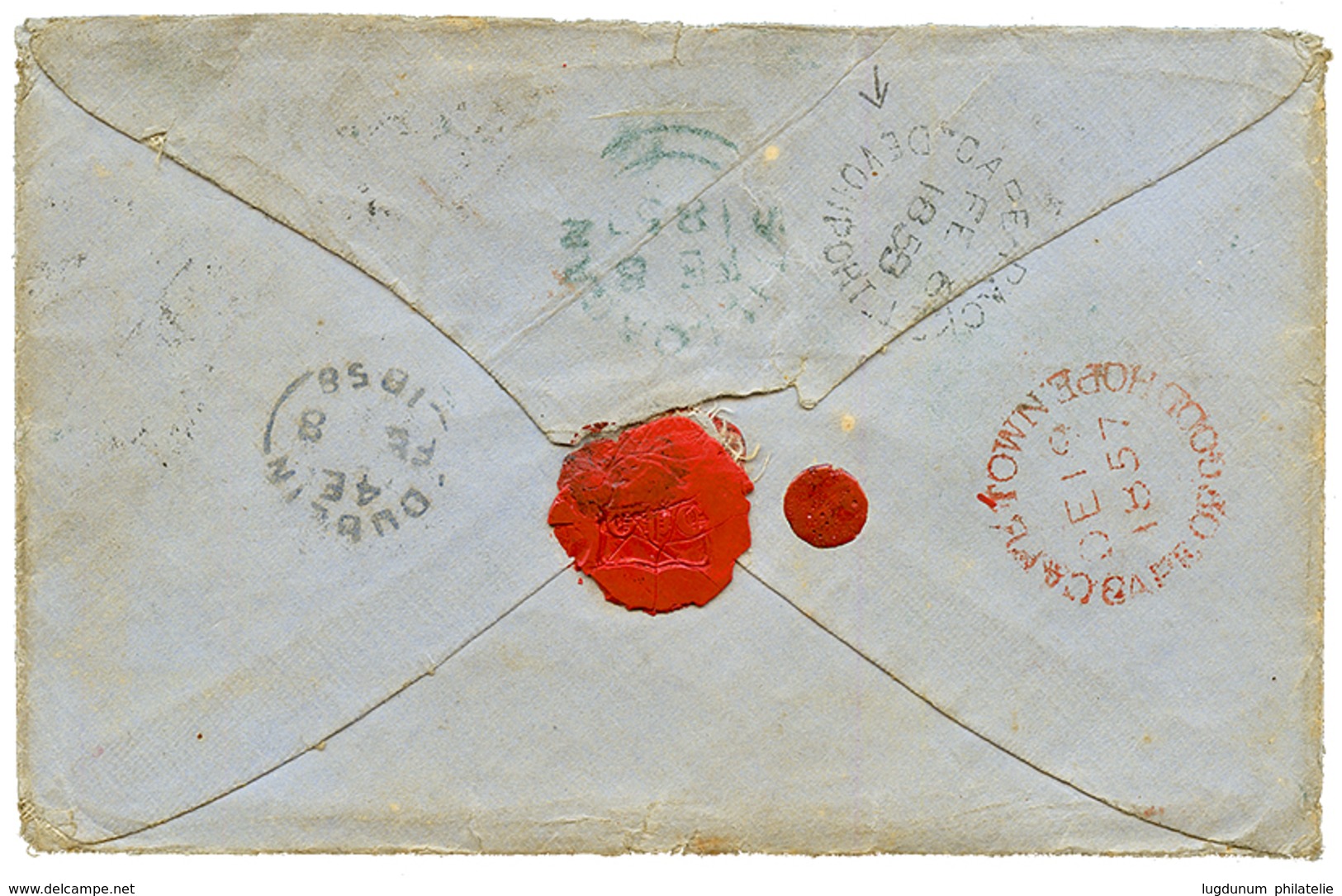 CAPE OF GOOD HOPE : 1857 4d Block Of 3 + "2d" Tax Marking On Envelope To DUBLIN, IRELAND. Verso, CAPE-PACKET DEVONPORT.  - Kap Der Guten Hoffnung (1853-1904)