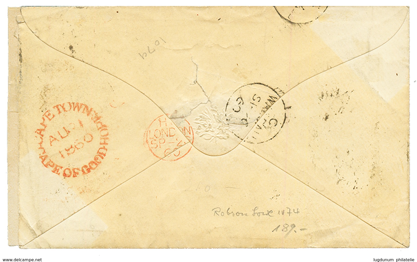 CAPE OF GOOD HOPE : 1860 6d Lilac 3 Close To Large Margins + PAID DEVONPORT CAPE-PACKET On Envelope To ENGLAND. Some Fau - Cape Of Good Hope (1853-1904)