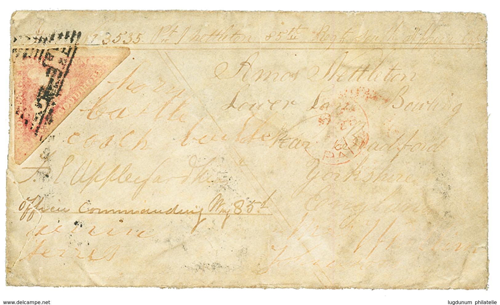 CAPE OF GOOD HOPE -SOLDIER LETTER : 1861 1 PENNY Rose Canc. On MILITARY Envelope From KING WILLIAMS TOWN To ENGLAND. Som - Cape Of Good Hope (1853-1904)