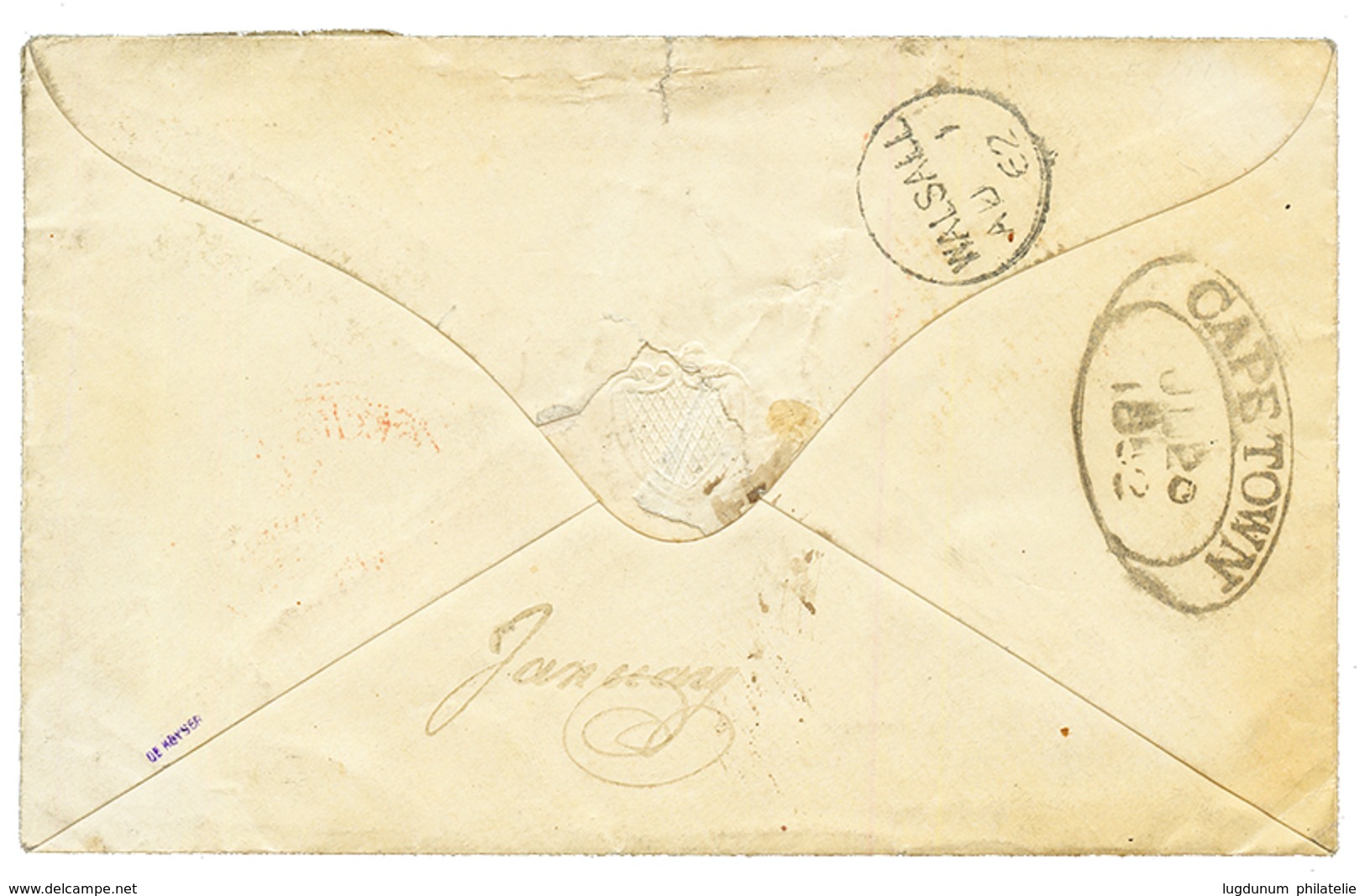 CAPE OF GOOD HOPE : 1862 6d Lilac (x2) + REGISTERED LONDON On Envelope From CAPETOWN To WALSALL (ENGLAND). One Stamp Cut - Kap Der Guten Hoffnung (1853-1904)