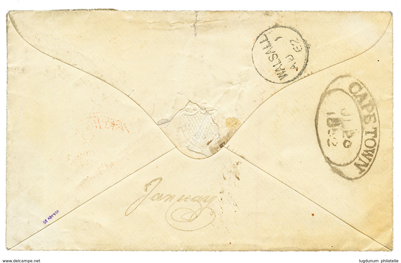 CAPE OF GOOD HOPE : 1862 6d Lilac (x2) + REGISTERED LONDON On Envelope From CAPETOWN To WALSALL (ENGLAND). One Stamp Cut - Cape Of Good Hope (1853-1904)