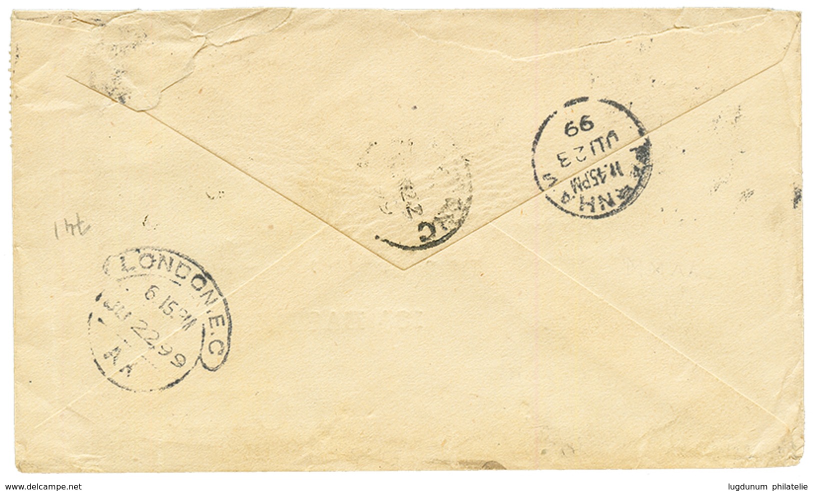 "TREATY PORT - FOOCHOWFOO " : 1899 HONG-KONG 5c Strip Of 4 Canc. FOOCHOWFOO On Envelope To ENGLAND Redirected With GB 1/ - Other & Unclassified